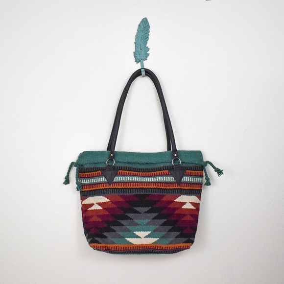 Southwest Boho Bag Handwoven Wool Malibu Purse - Picture 2 of 8